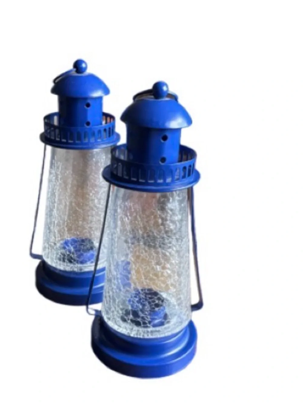 Blue Decorative Lantern tealight Pair - Coastal Home Accent